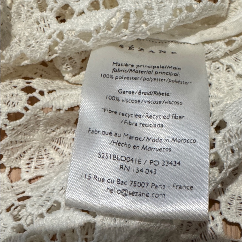 NWT Sezane Lisana Top in Guipure Ivory Size 4 - Picture 8 of 8